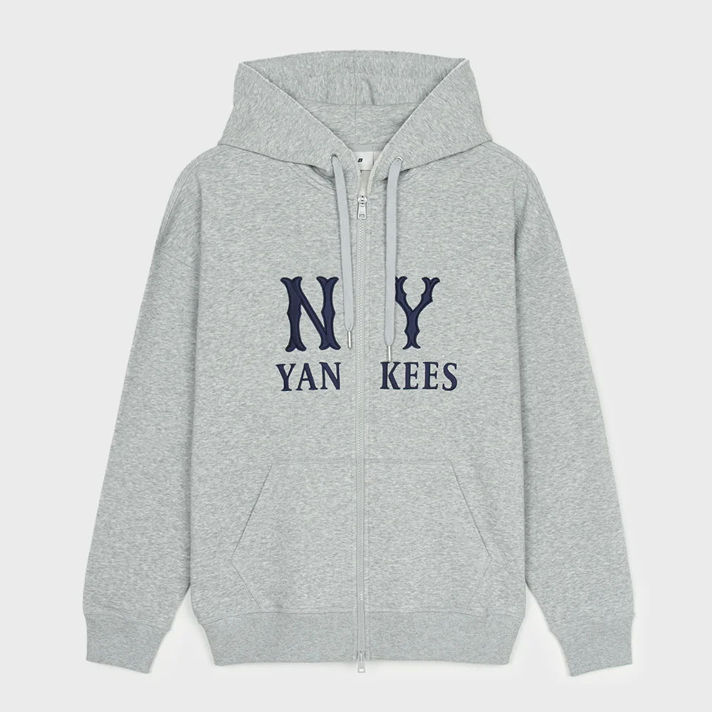 基本款 Cooper's 標誌 字母印花 連帽拉鍊外套 NY (Melange Grey)