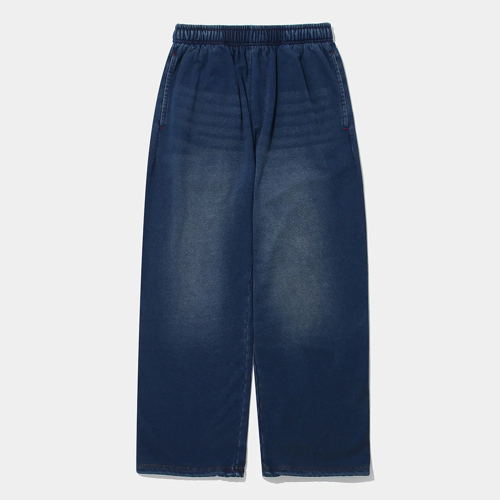 CAT WASHED LOOSE-FIT DENIM TERRY SWEATPANTS_MIDNIGHT JIN