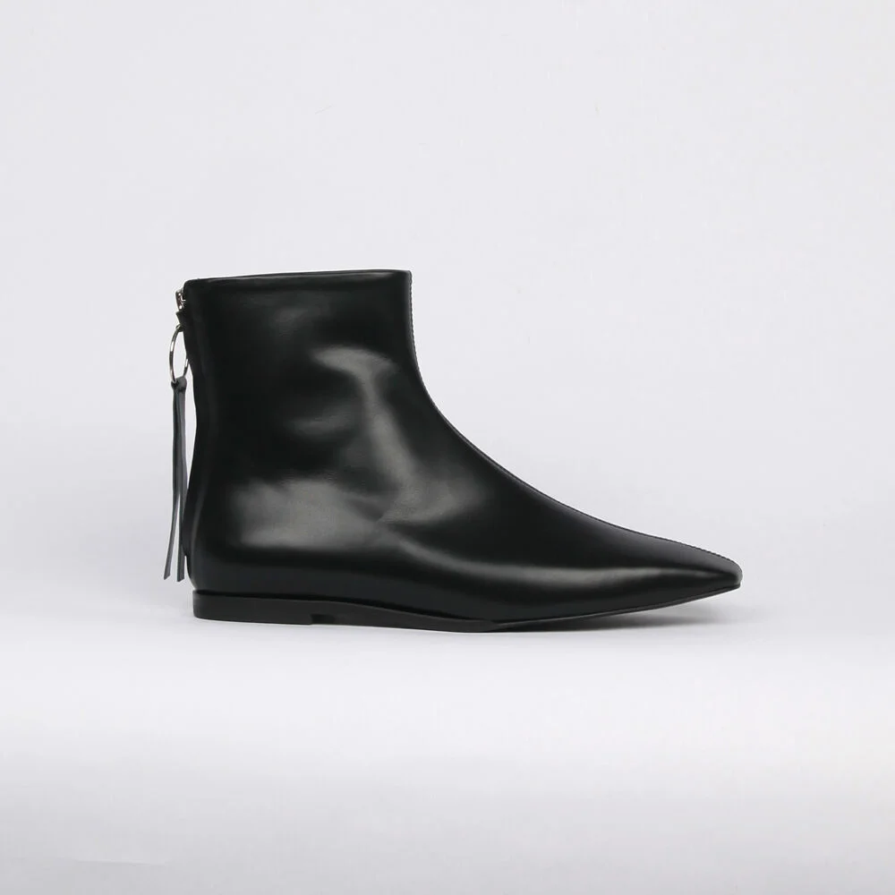 Bella Flat Ankle Boots Black