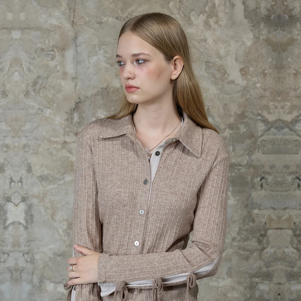 L13 RIBBON SHIRT(BROWN)