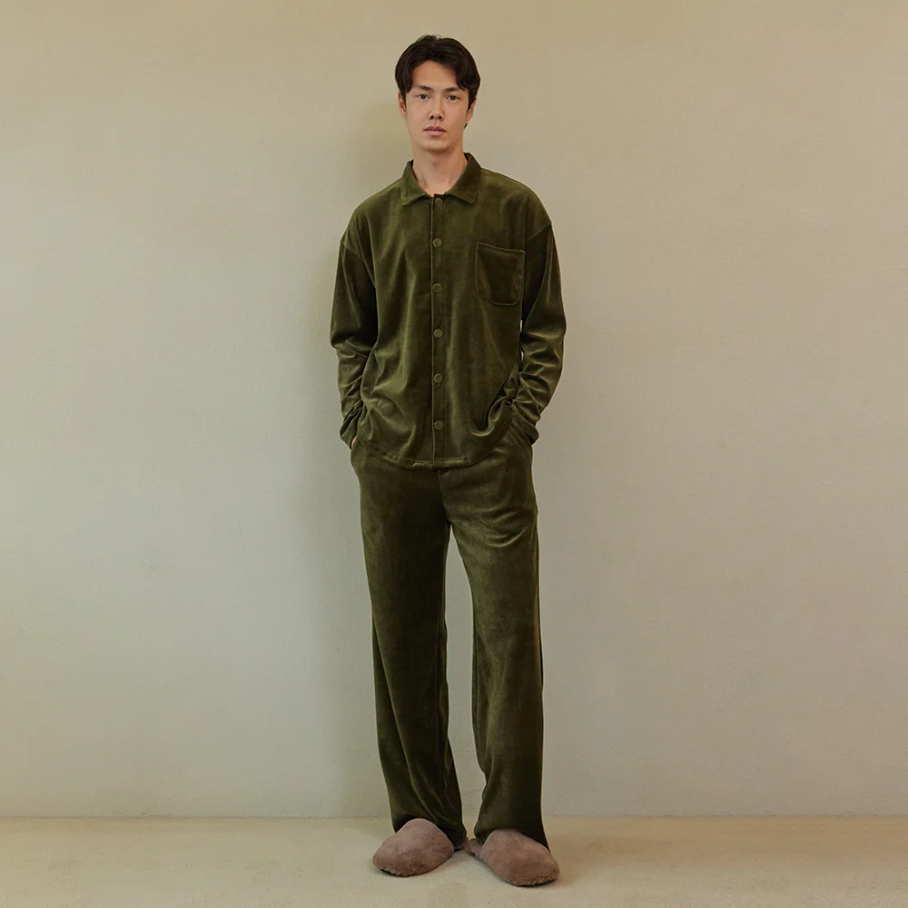 VELOUR PAJAMA SET_olive (men)