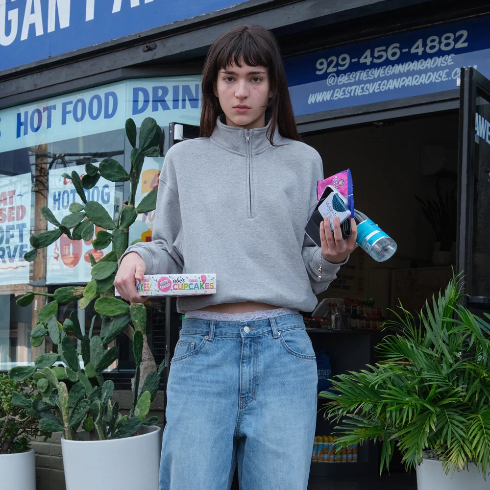 Lc SWEAT HALF ZIP-UP_MELANGE GREY
