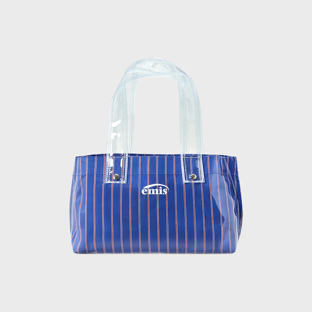 CLEAR STRIPE MINI TOTE BAG-BLUE