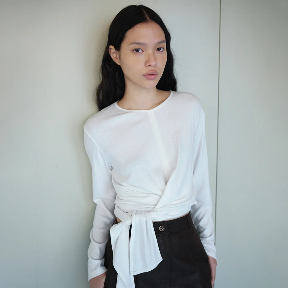 Wrap-Tie Long Sleeve T-shirts E802_01
