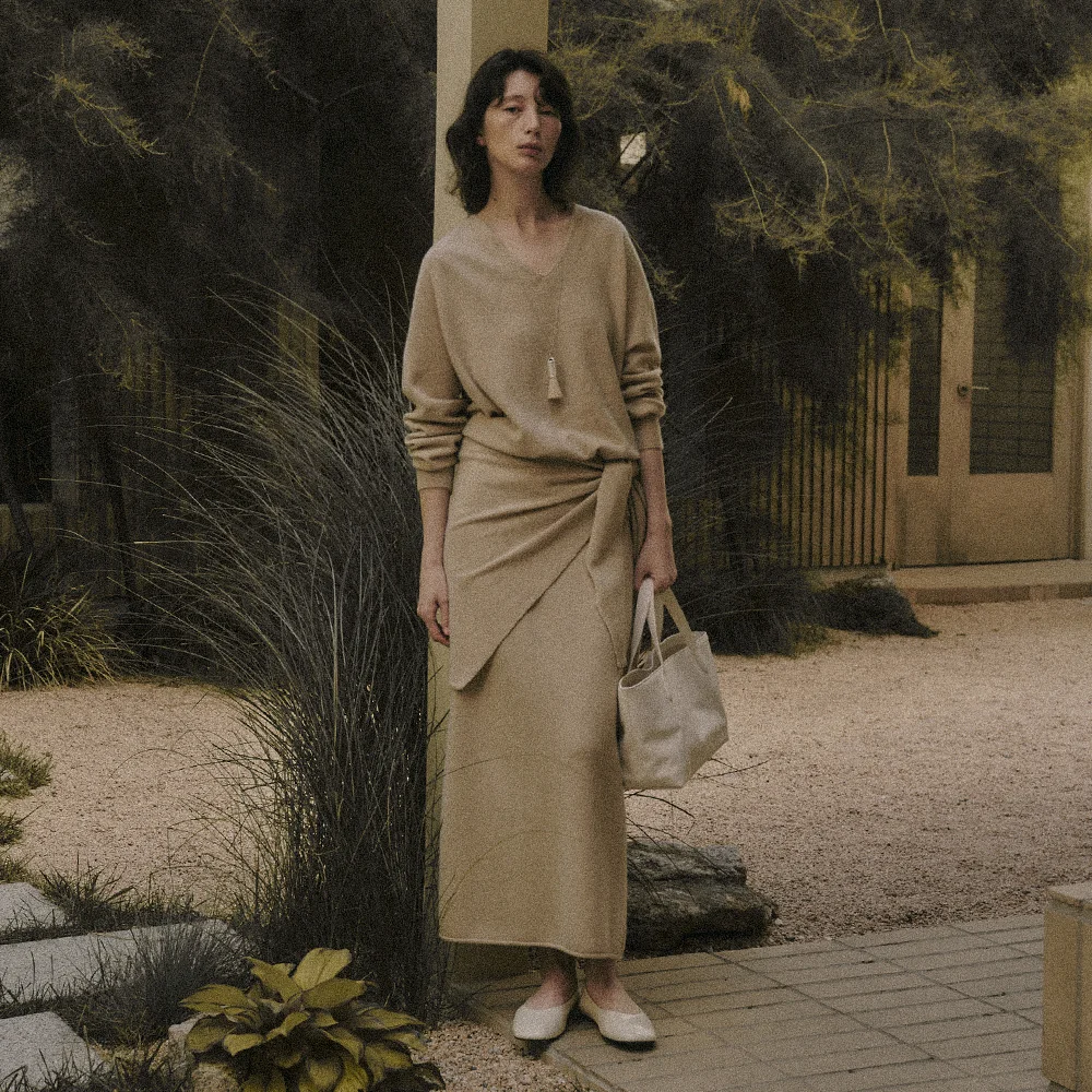HOPE WOOL KNIT SKIRT_BEIGE