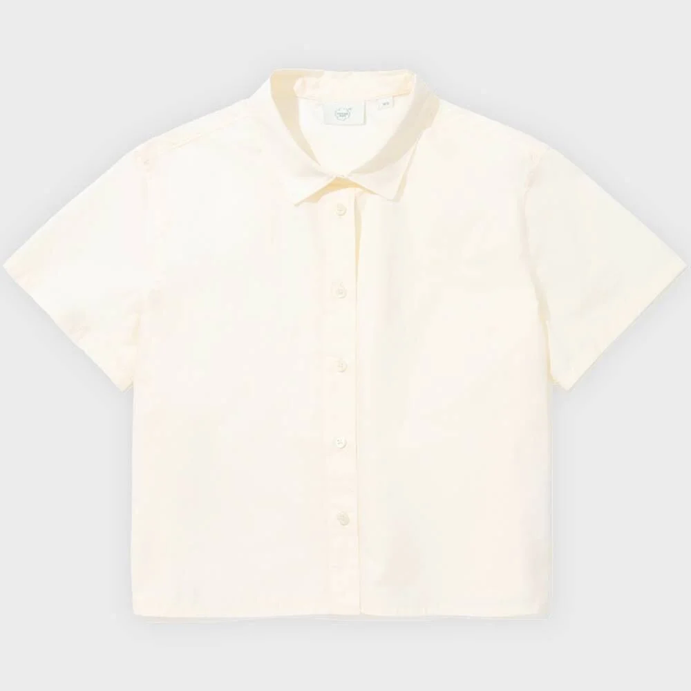 女裝 府綢 短袖 襯衫 Ivory