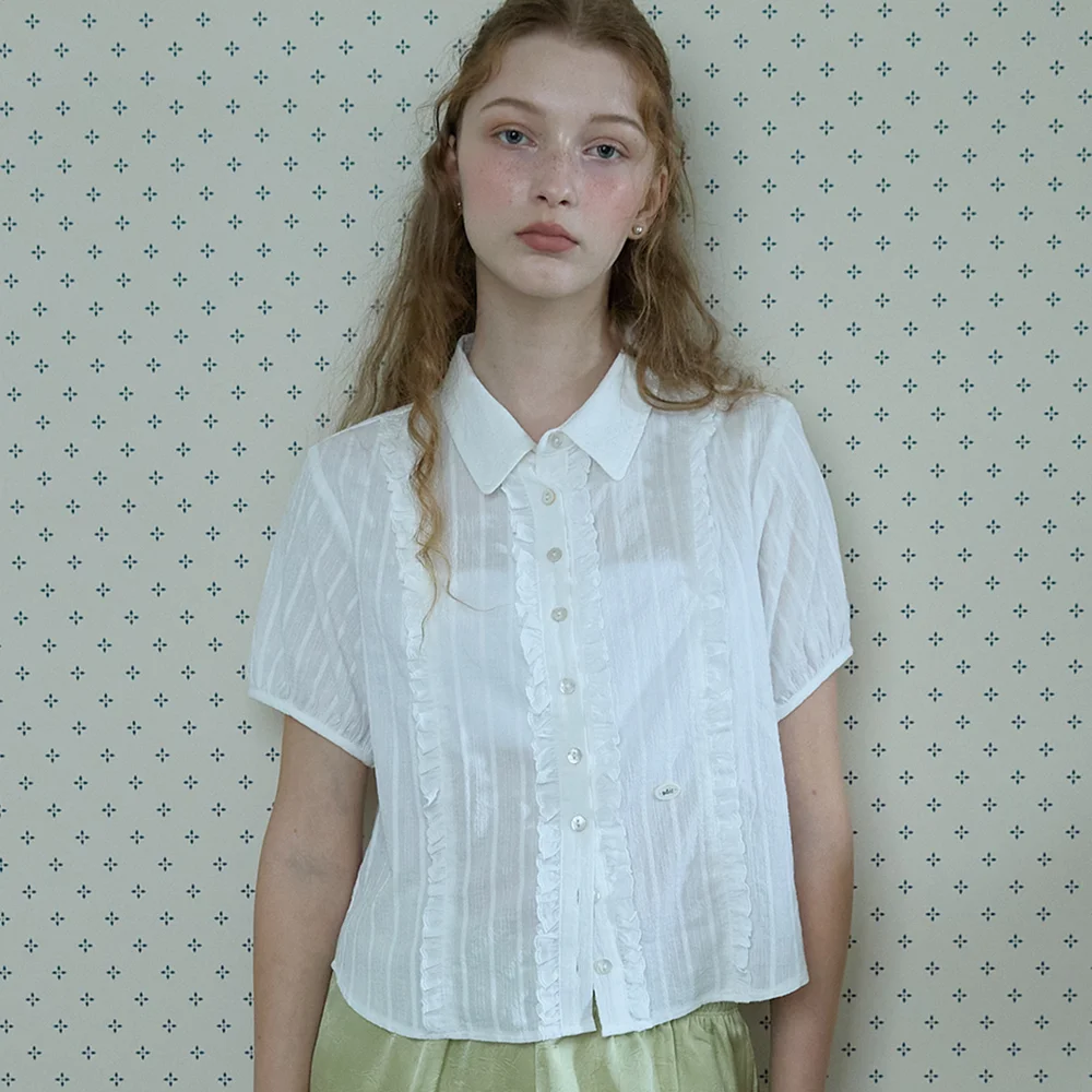 Lovely short sleeves shirt_ivory