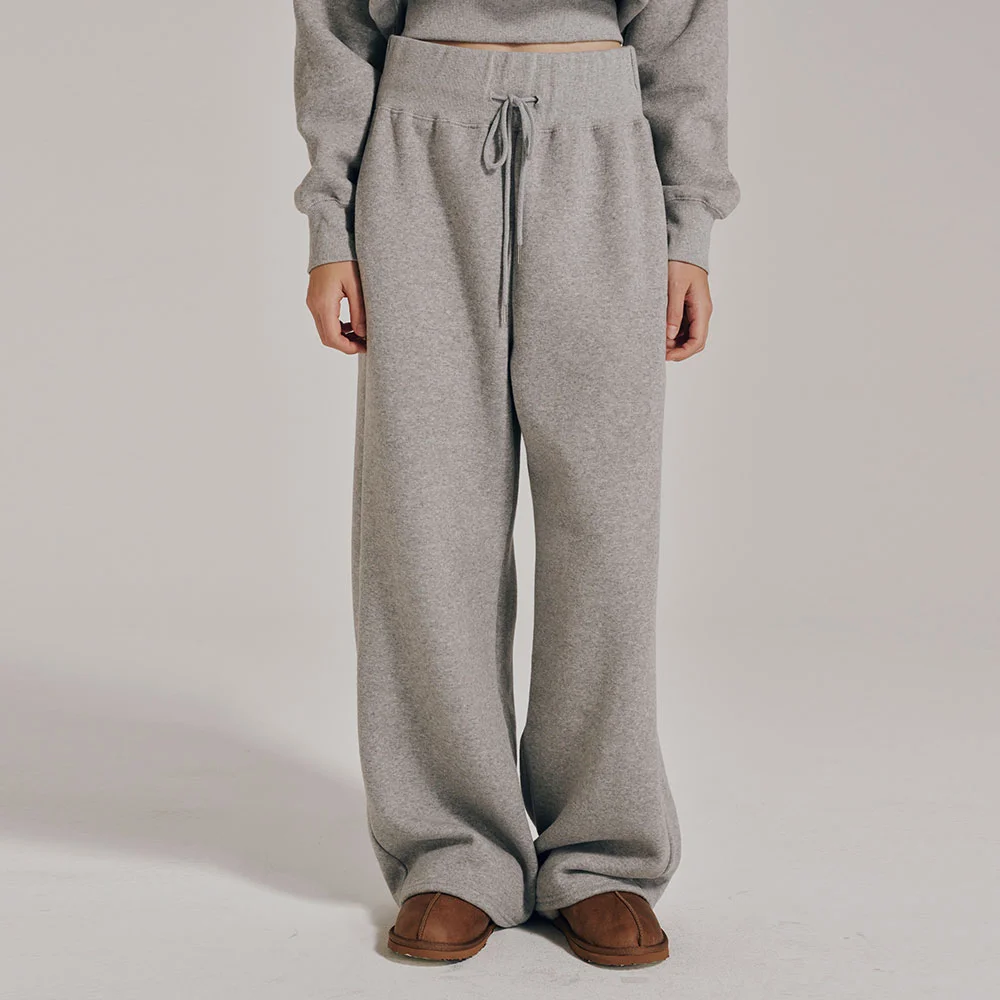 寬版 鬆緊帶 衛衣 褲子 - 麻花 灰色 / Wide Banding Sweat Pants - M.Gray