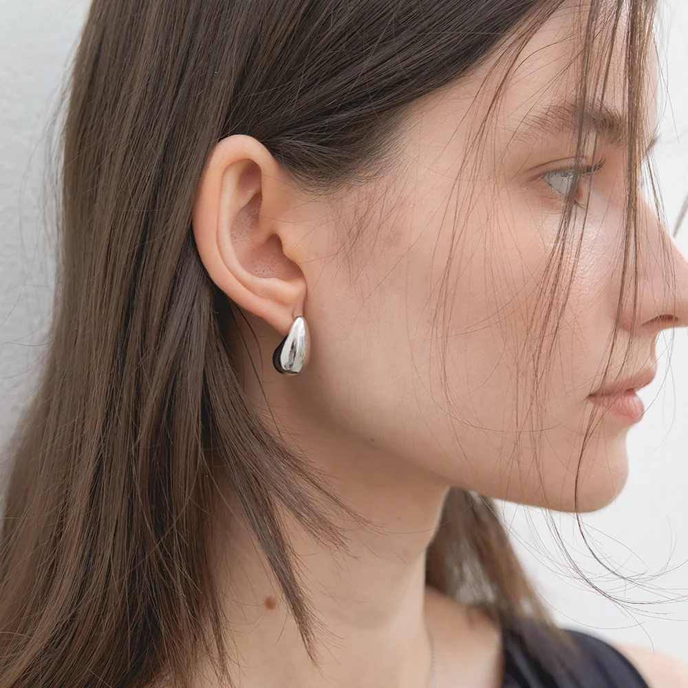 polka dots point earrings (E029_silver)