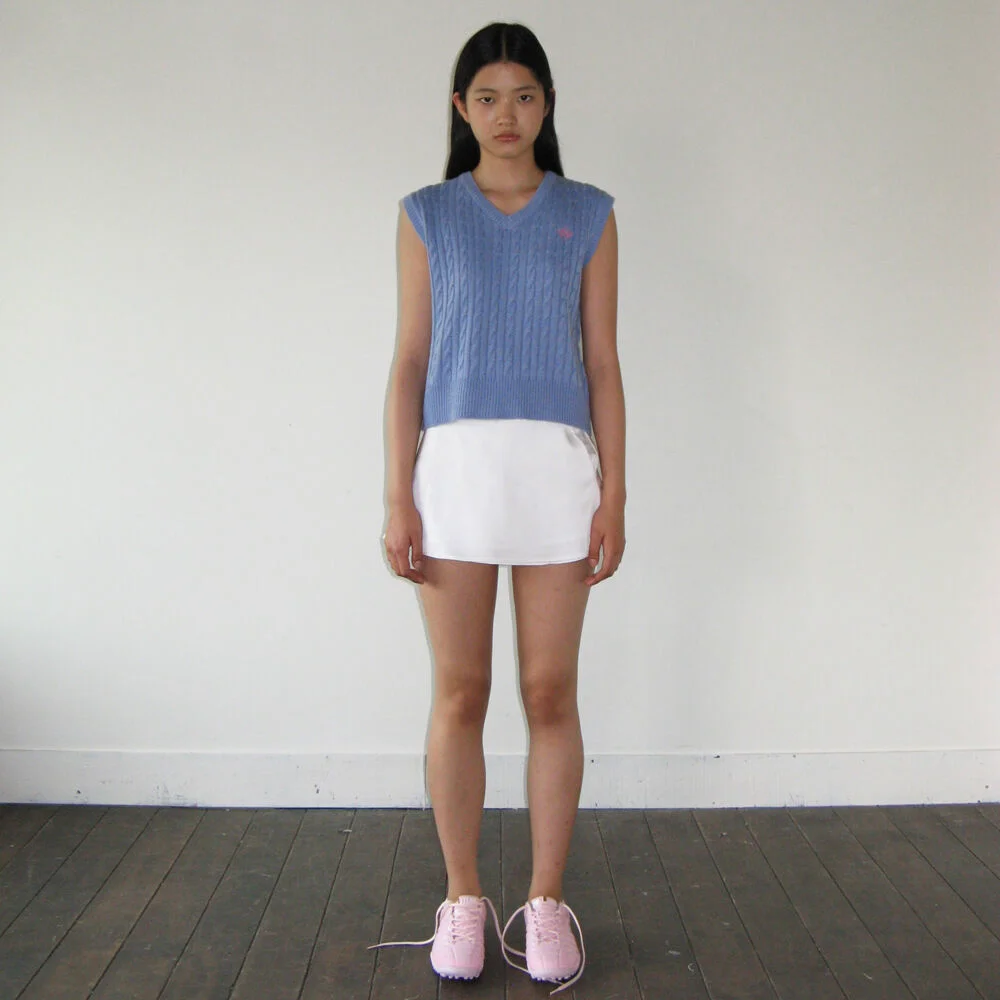Fisher Slit Cable Knit Vest (Sky Blue)