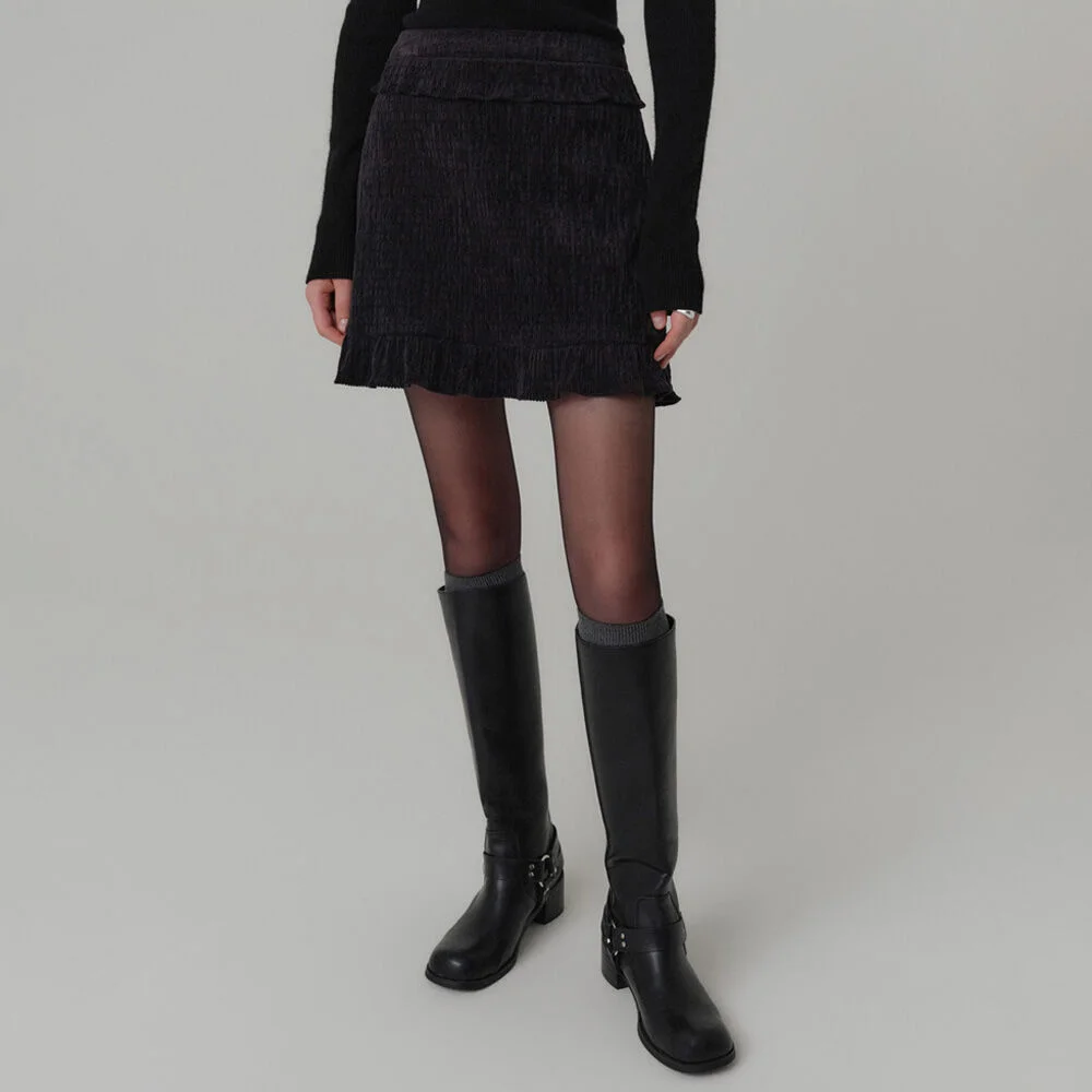Liona 荷葉邊 半身裙_黑色 / RIONA FRILL SKIRT_BLACK