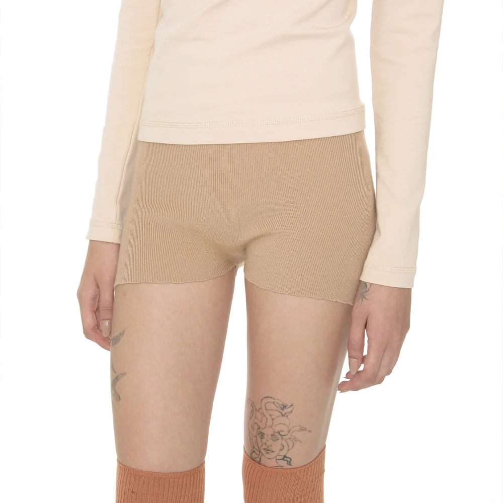 PWC RIBBED KNIT MICRO SHORTS_BEIGE