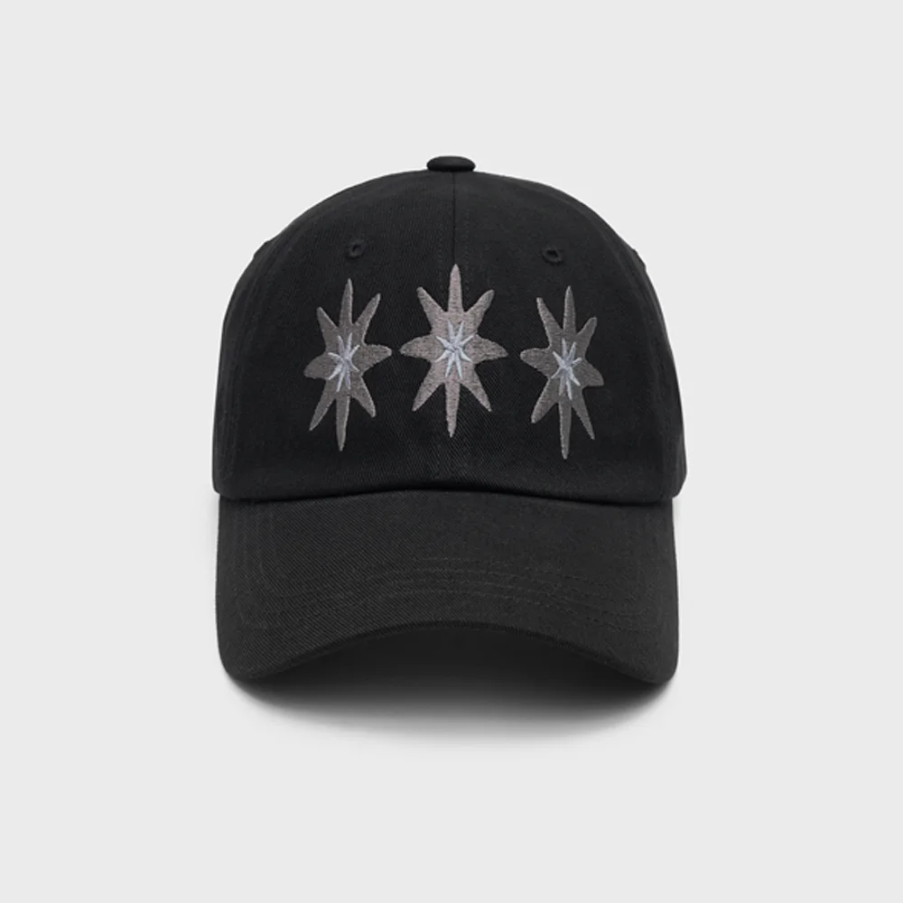 STAR EMBROIDERY VINTAGE BALL CAP - BLACK
