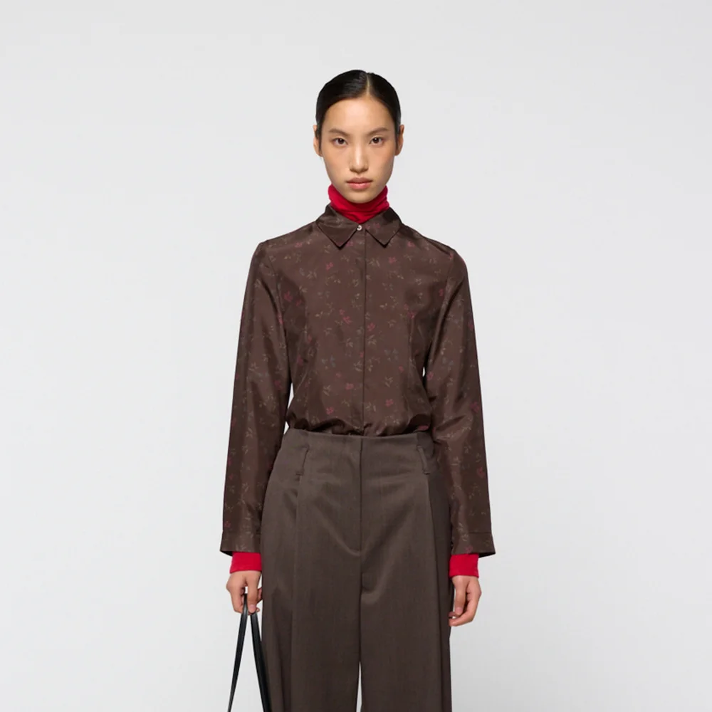 Silk floral shirt, Brown