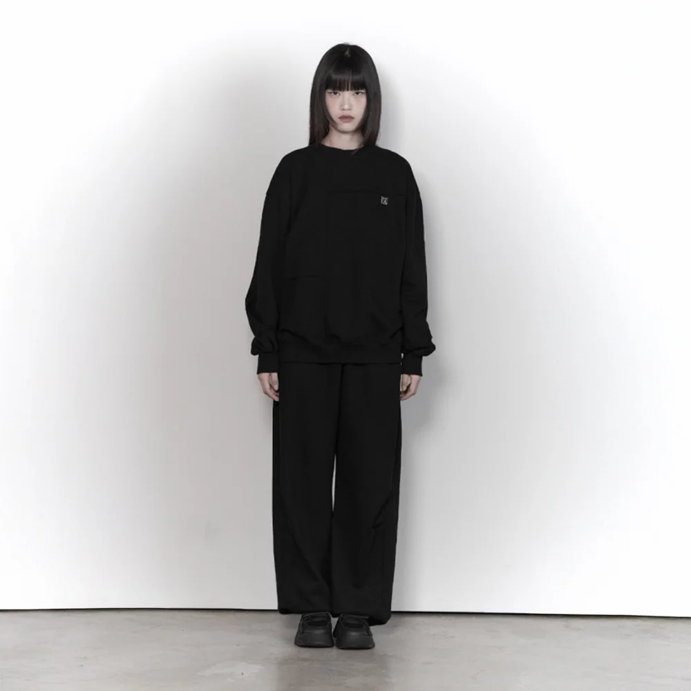 Soft Heavy Washing Over-fit Sweat Shirt (Black)