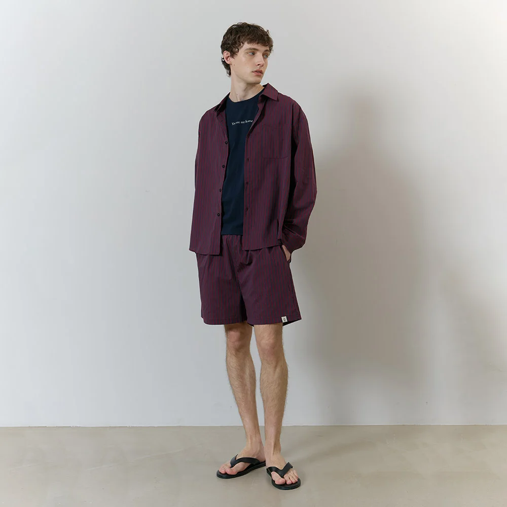 STRIPE PAJAMA SET_wine red (man)