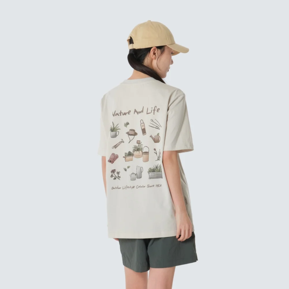 純棉 Nature 圖案 短袖 T恤 Light Beige (S26MUFTS64)