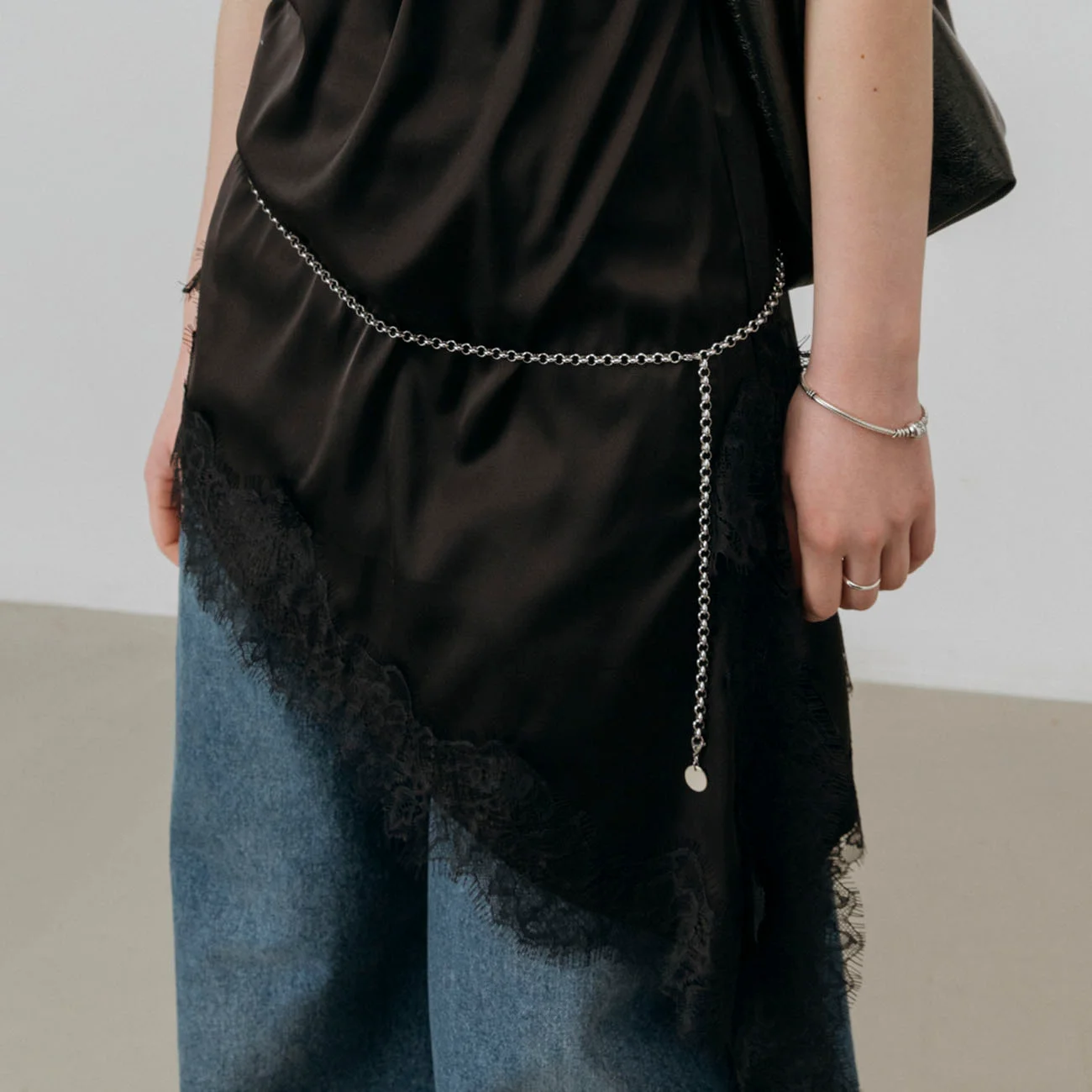 ROUND WEAVE CHAIN BELT_SILVER