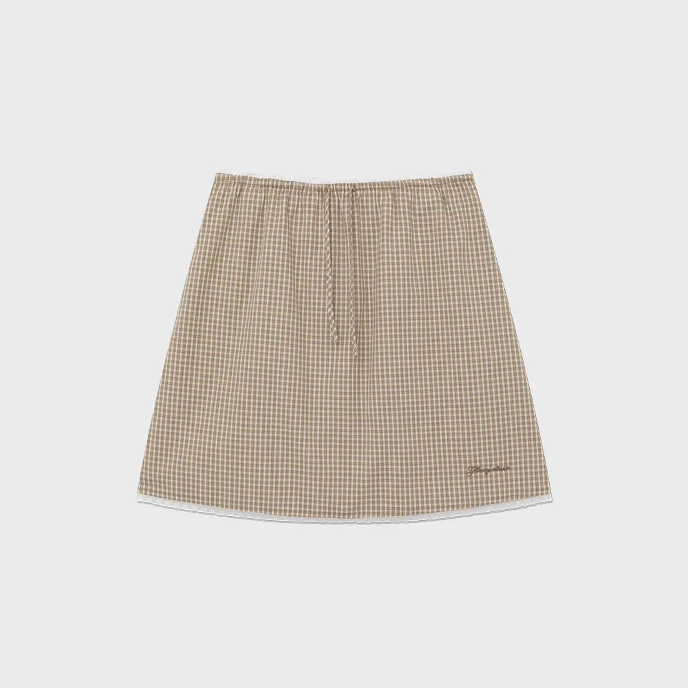 G CLASSIC LACE-UP MIDI SKIRT (BEIGE)