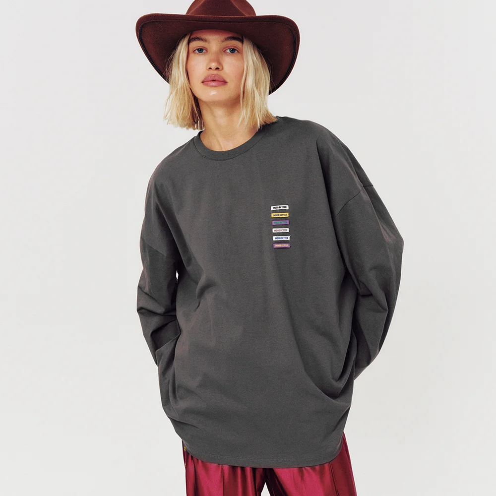LABEL POINT LONG SLEEVE CHARCOAL