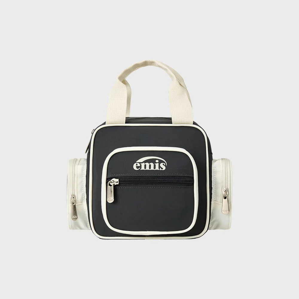 NYLON COLOR-BLOCK TOTE BAG-CHARCOAL