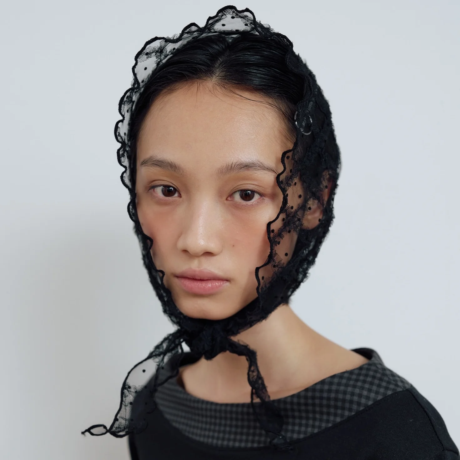 FRILL DOT SCARF_BLACK