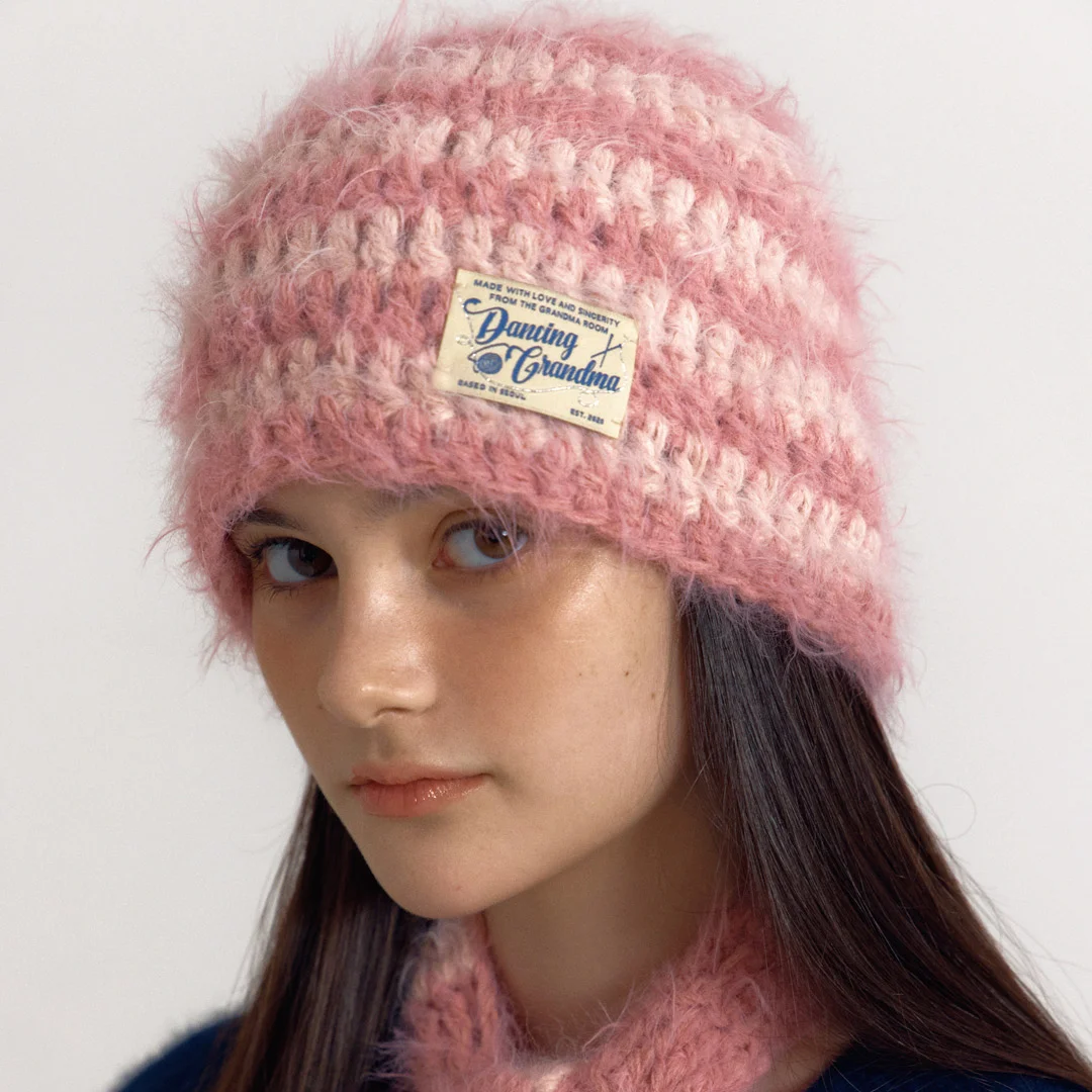 SOFT STRIPE BEANIE : BABY PINK