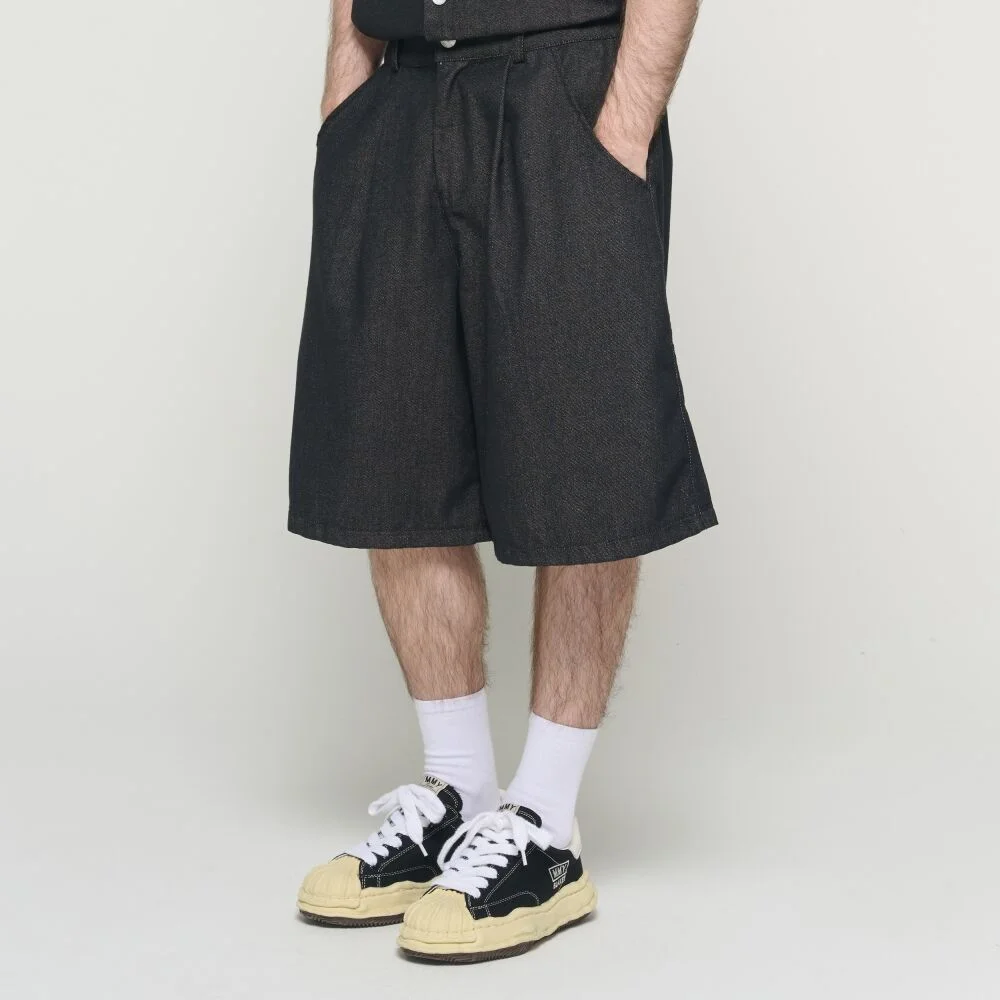 WASHED NON-FADE BERMUDA PANTS (BLACK)