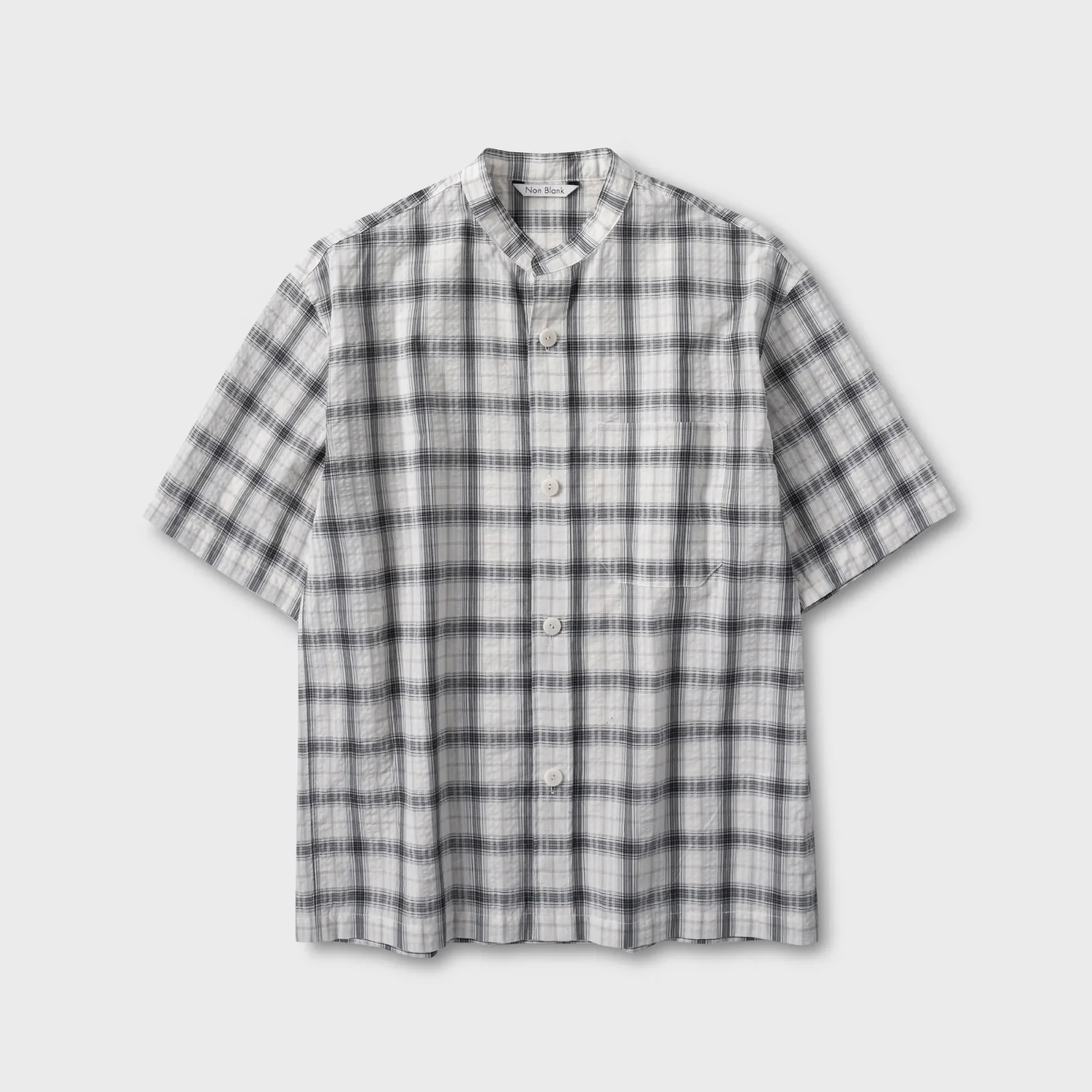 中式 衣領 格紋 襯衫_OFF WHITE