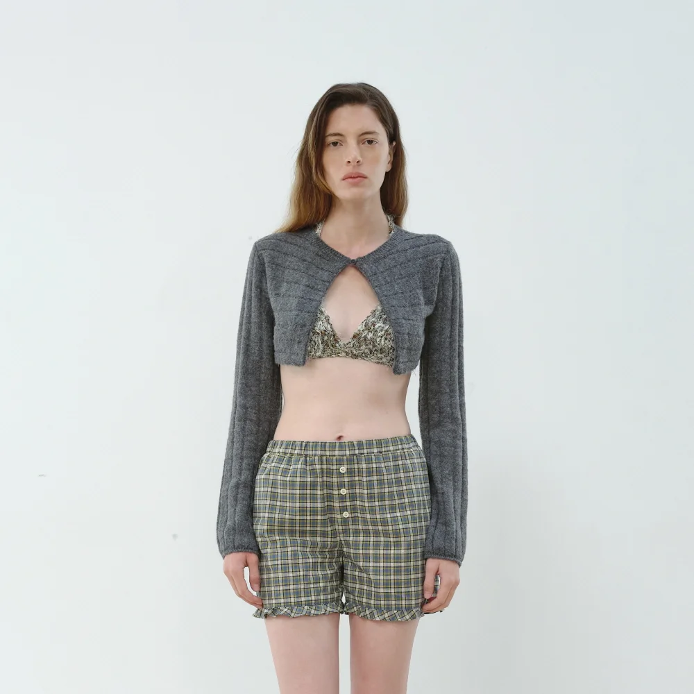 CROPPED BOLERO CARDIGAN - CHARCOAL