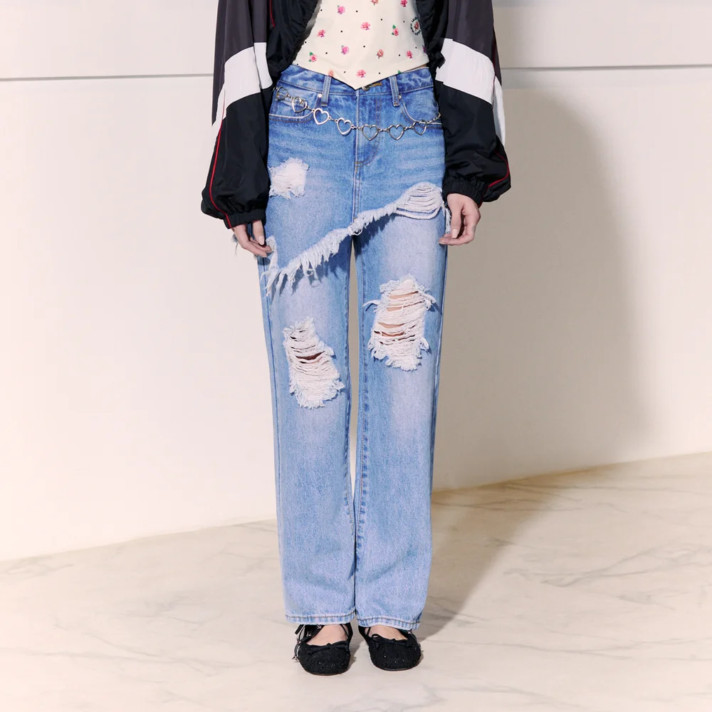 LAYERED SKIRT DENIM PANTS BLUE BQ2DP003