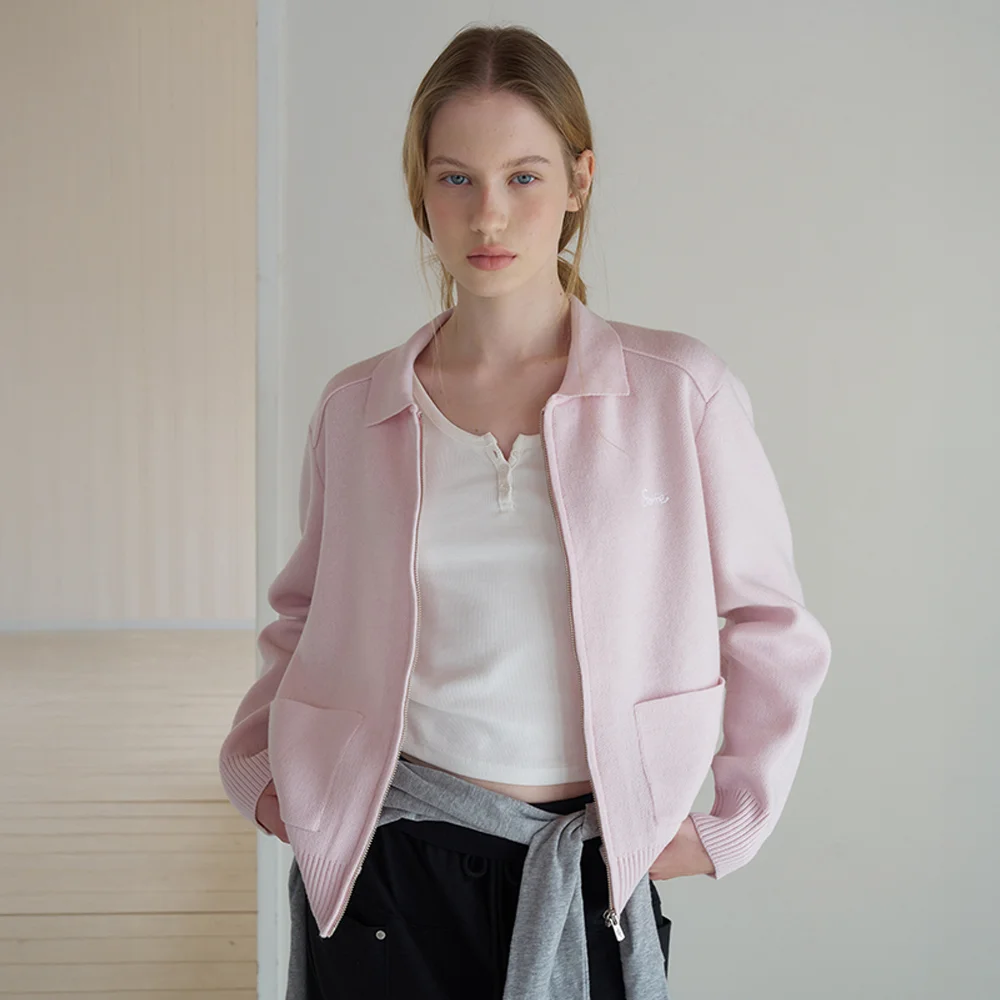 Unit Knit Zip-Up - Light Pink