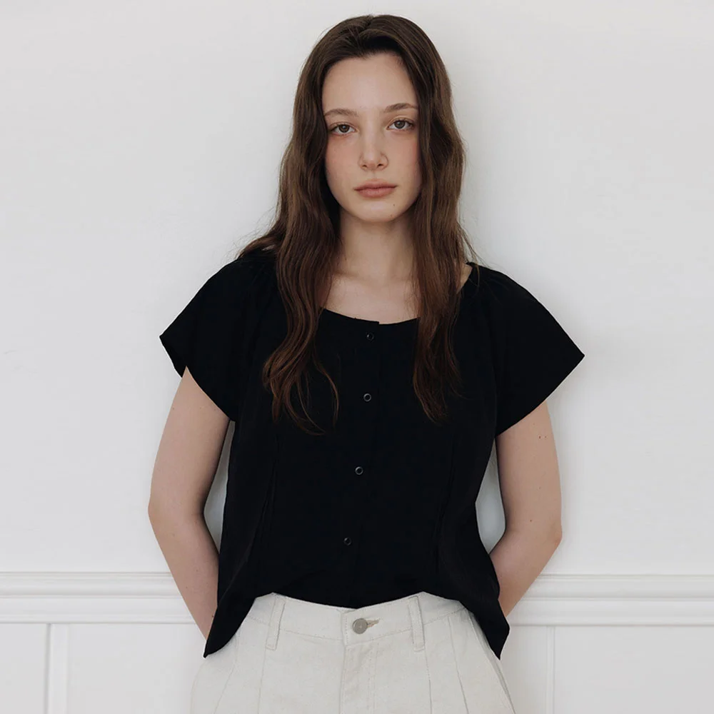 Dot Sleeve Blouse(Black)