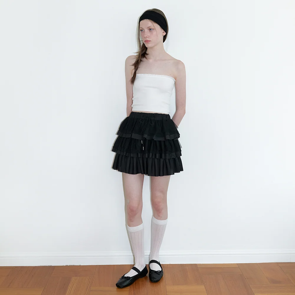 bloom layered cancan skirt - black