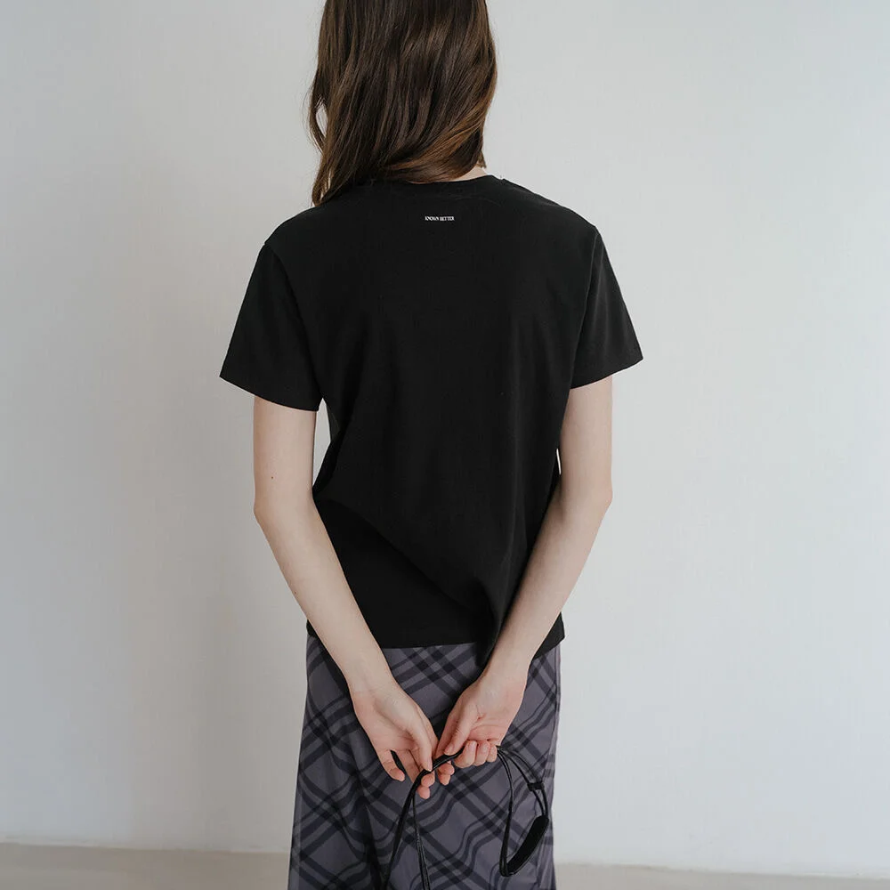 Soft basic round T-shirt _Black