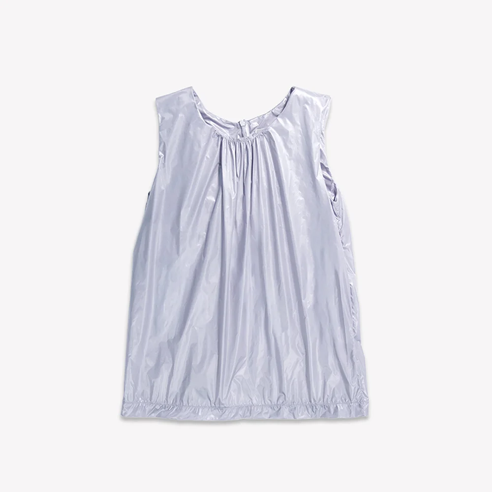 BACK HOLE SHIRRING SLEEVELESS TOP - GRAY