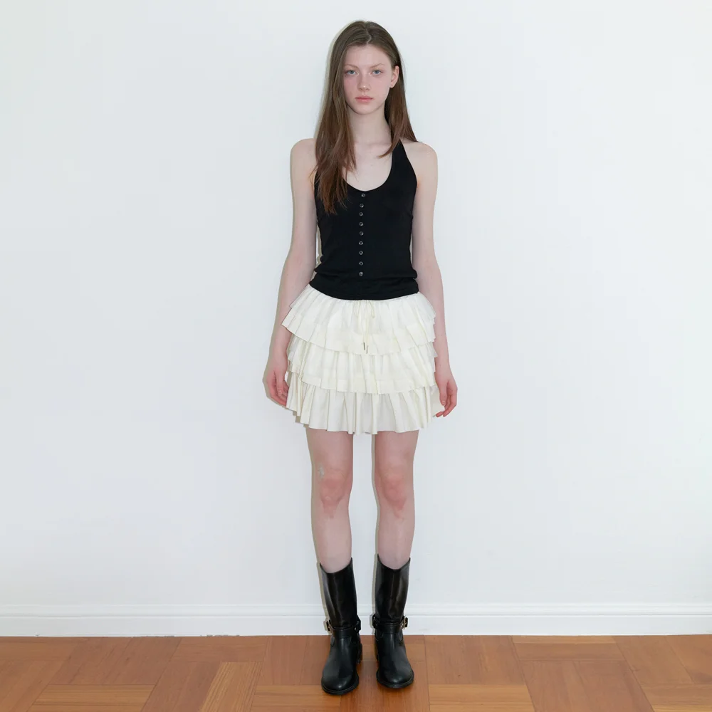 bloom layered cancan skirt - cream