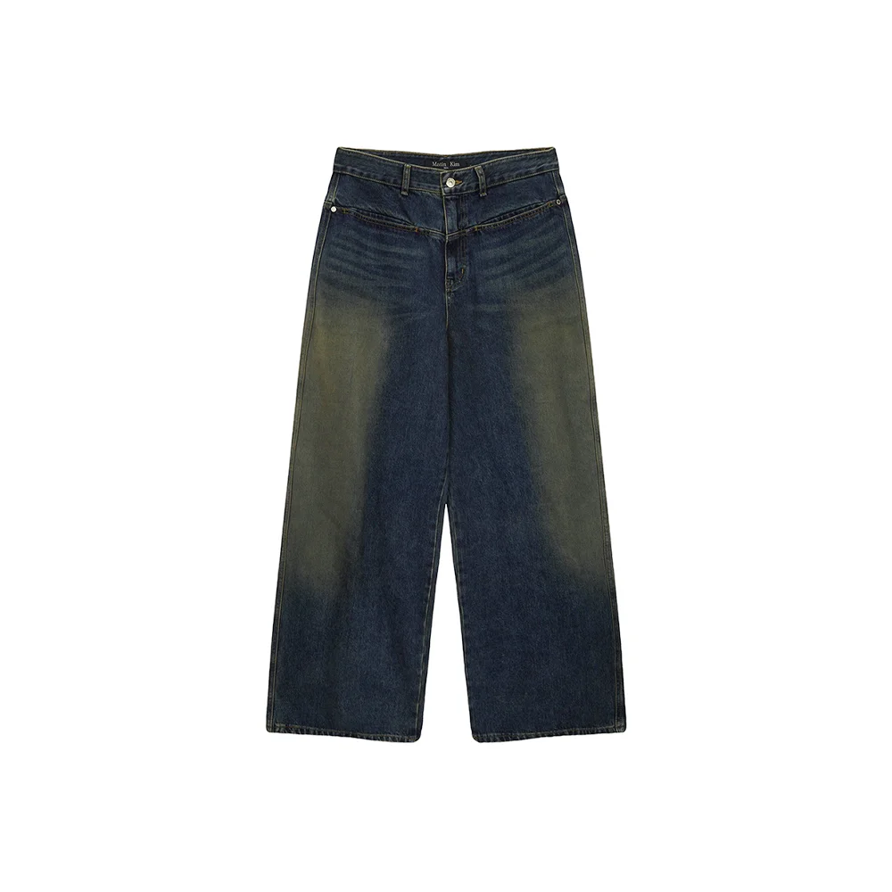 SIDE BRUSH WASHED DENIM PANTS FOR MEN IN BLUE