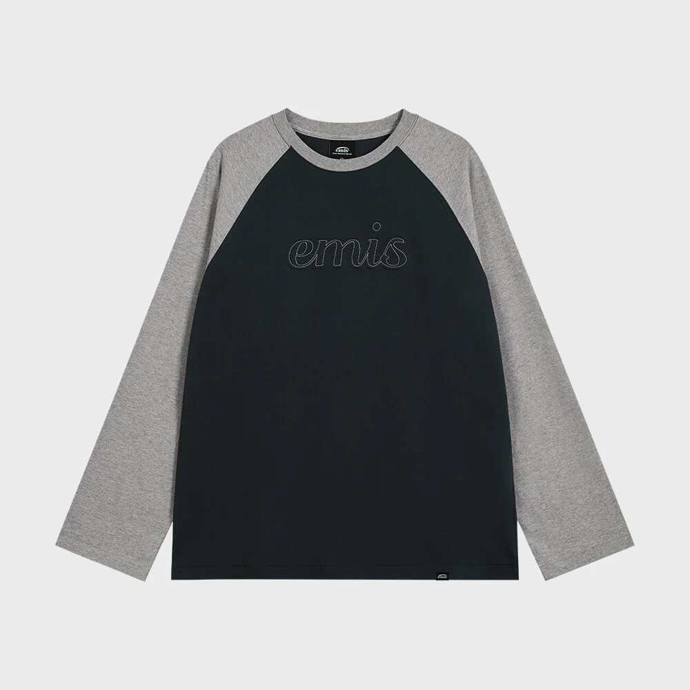 LONG SLEEVE RAGLAN T-SHIRT-NAVY