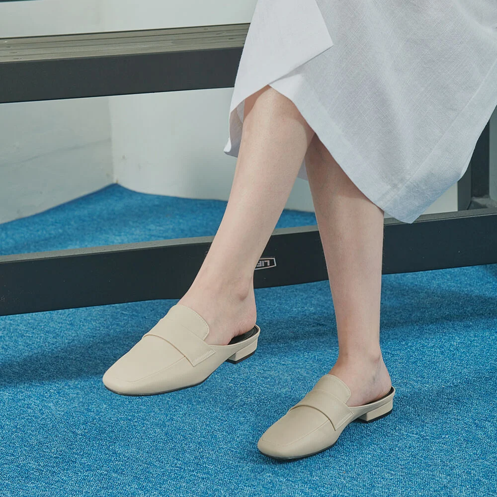 FL7112 Melissa 基本款 2cm 半拖樂福鞋 女仕米色