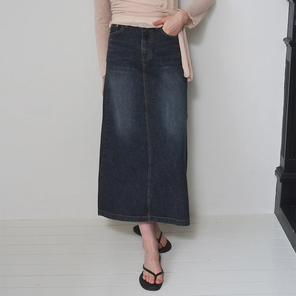 A WASHING DENIM LONG SKIRT_INDIGO