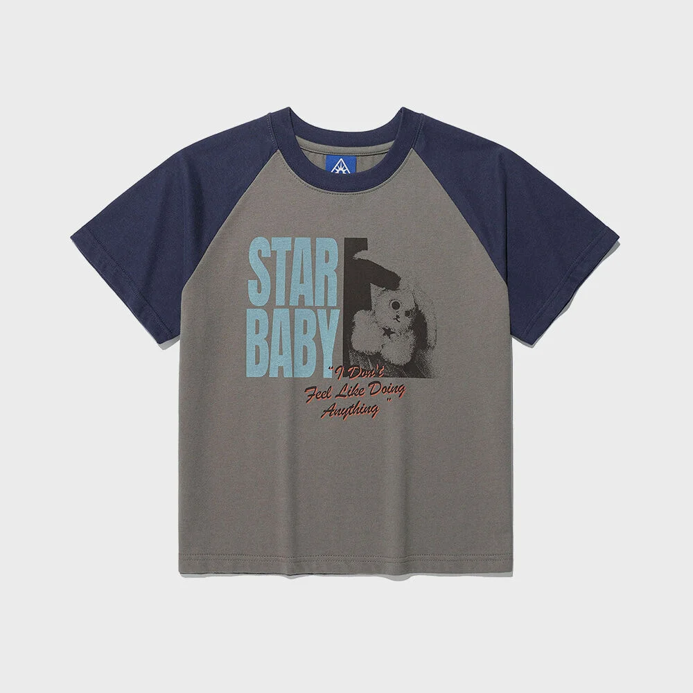 STAR BABY CROP RAGLAN TEE_CHARCOAL(IK2FMFT529A)