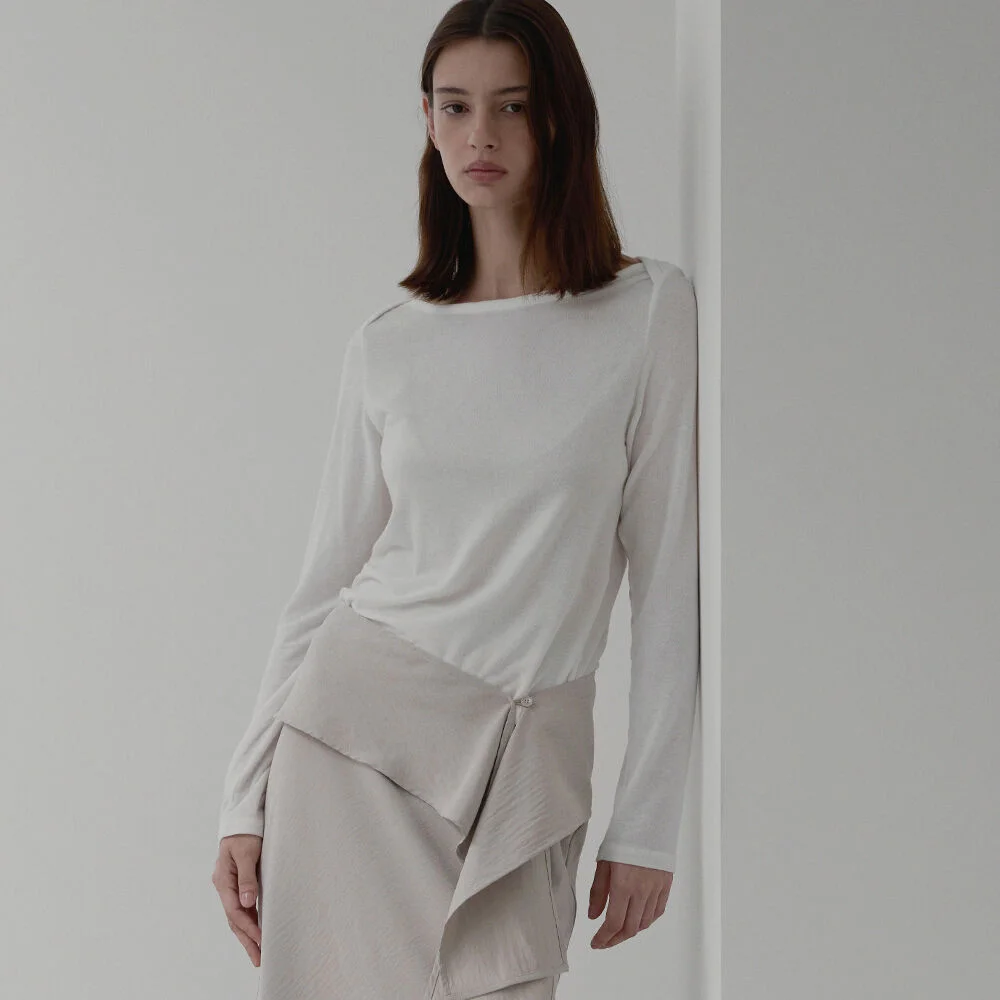 Boat-neck raika top - Ivory