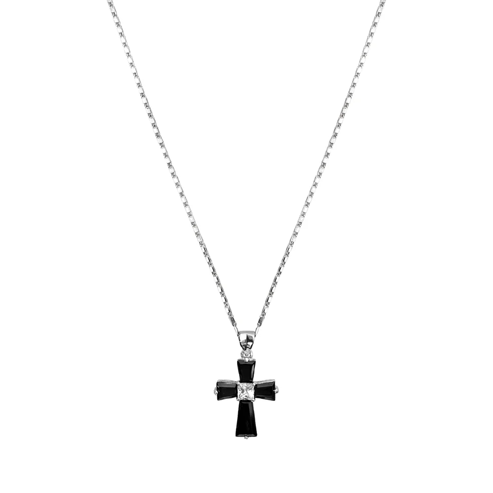 長 迪莉 十字架 頸鏈_黑色 Long Dilly Cross Necklace_Black