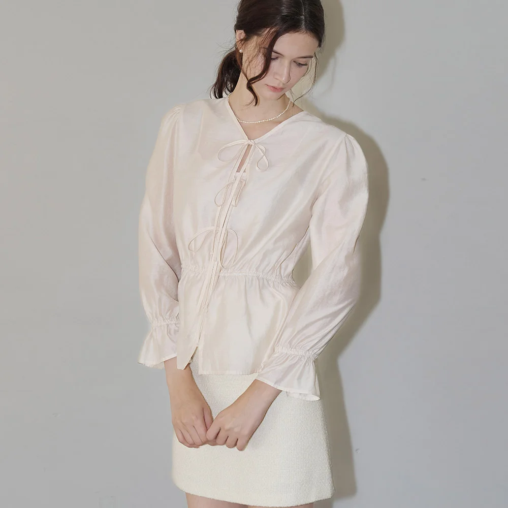 Lautre Ella Ribbon Ivory blouse