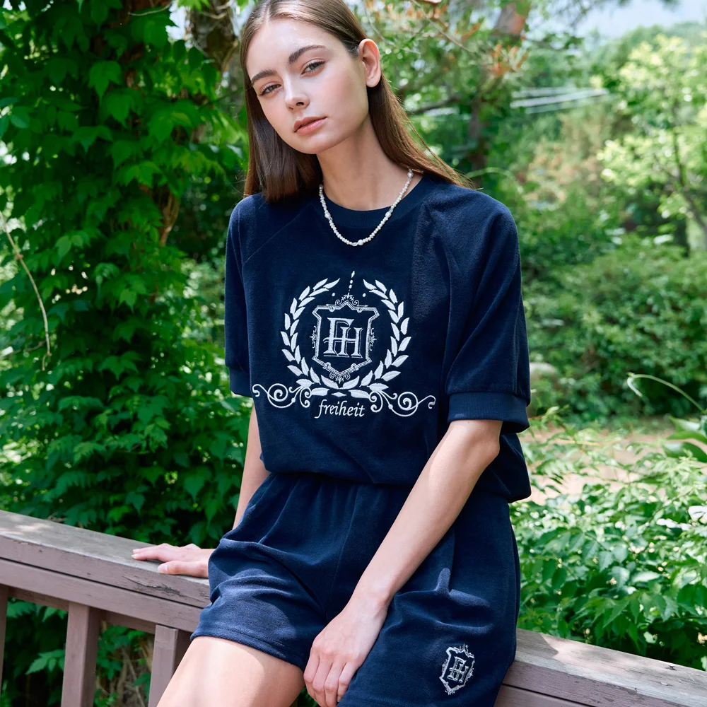 TERRY LOGO HALF SWEAT (NAVY)