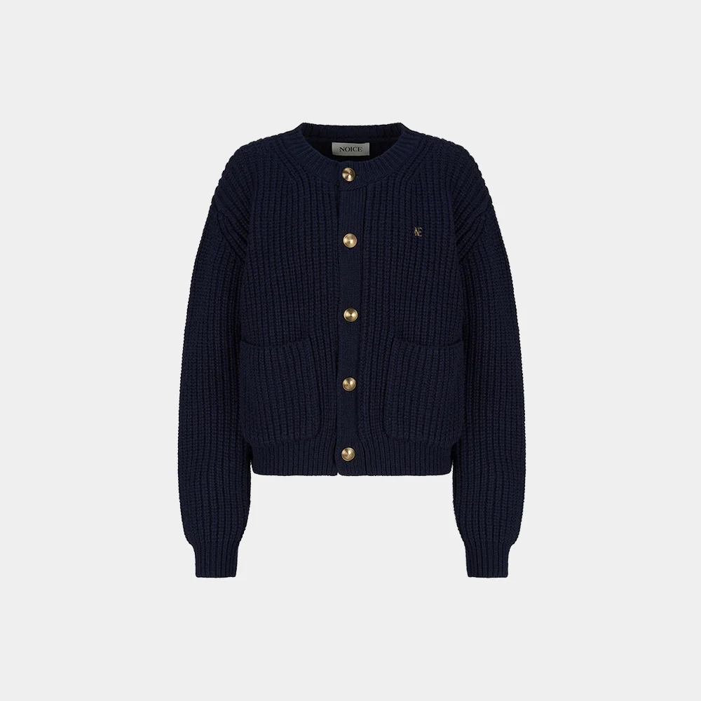 (W) HEAVY-GAUGE WOOL-BLEND CARDIGAN - DARK NAVY