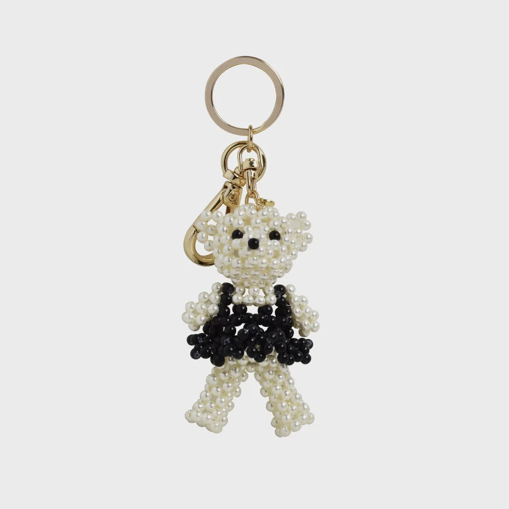 HTY017 Bead pearl bear keyring