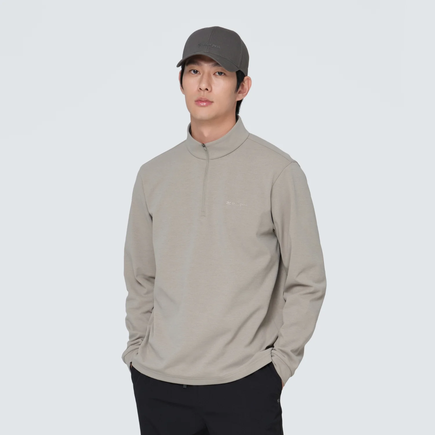 半拉鏈 長袖 T恤 Beige Gray (S24FMTZT10)