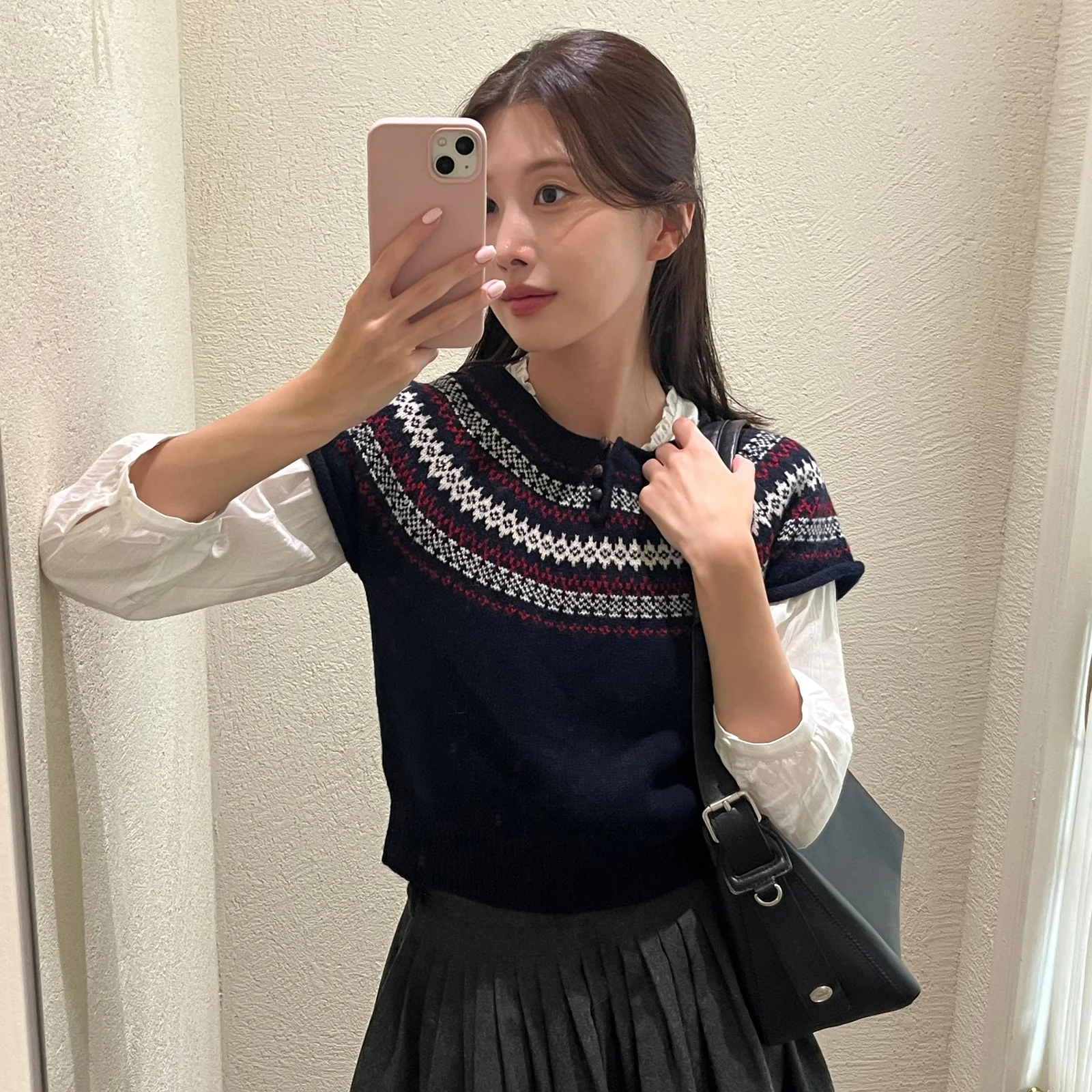 Coline Jacquard Half Knit_Navy